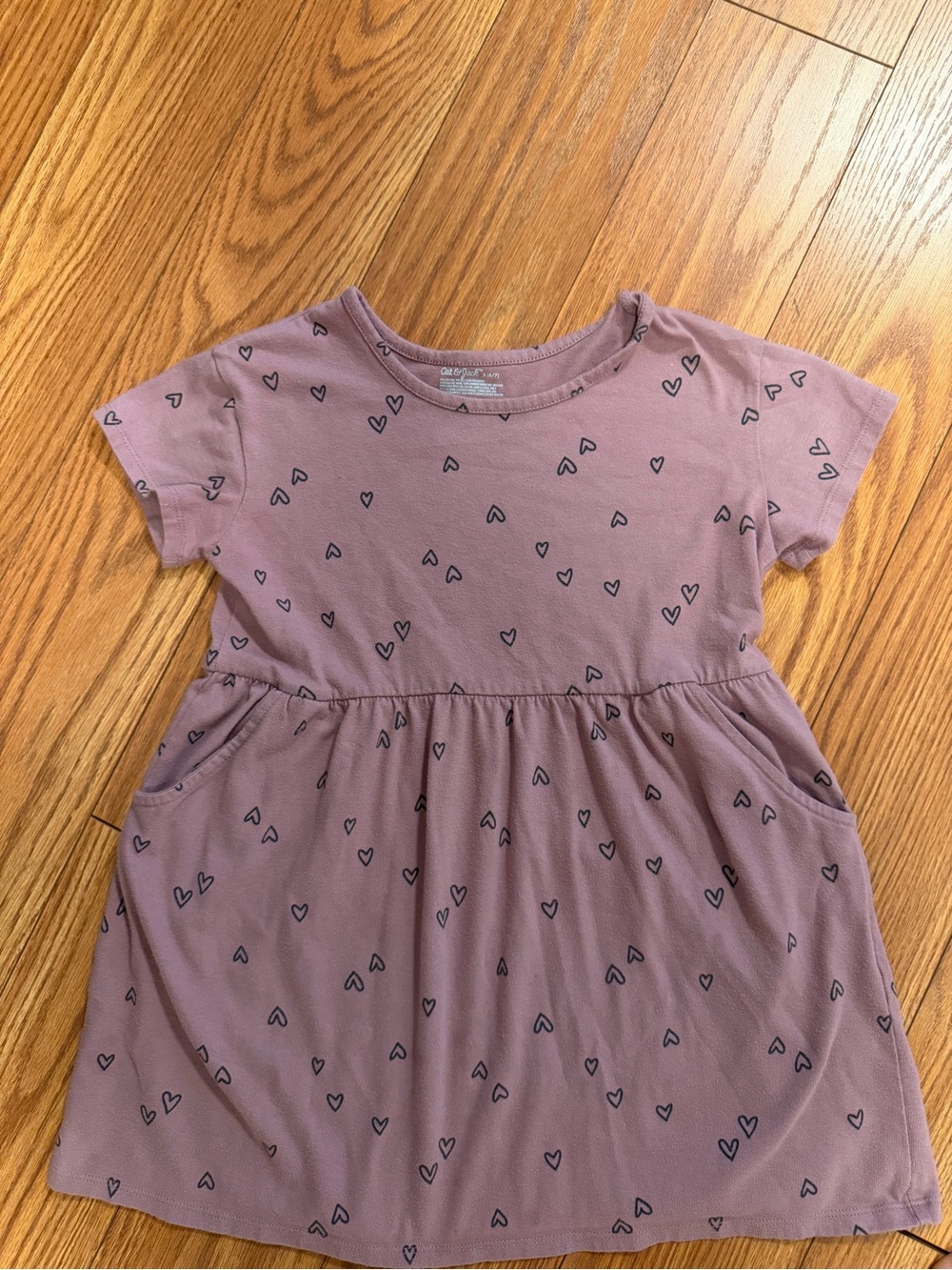Cat & Jack Mauve Heart Pocket Tee Dress